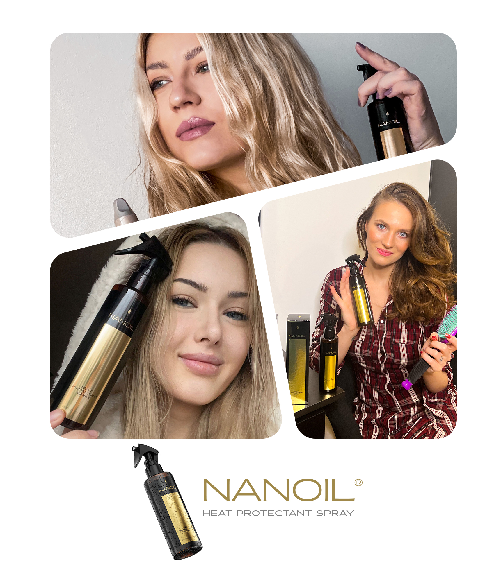 ochranný sprej pred teplom na vlasy Nanoil